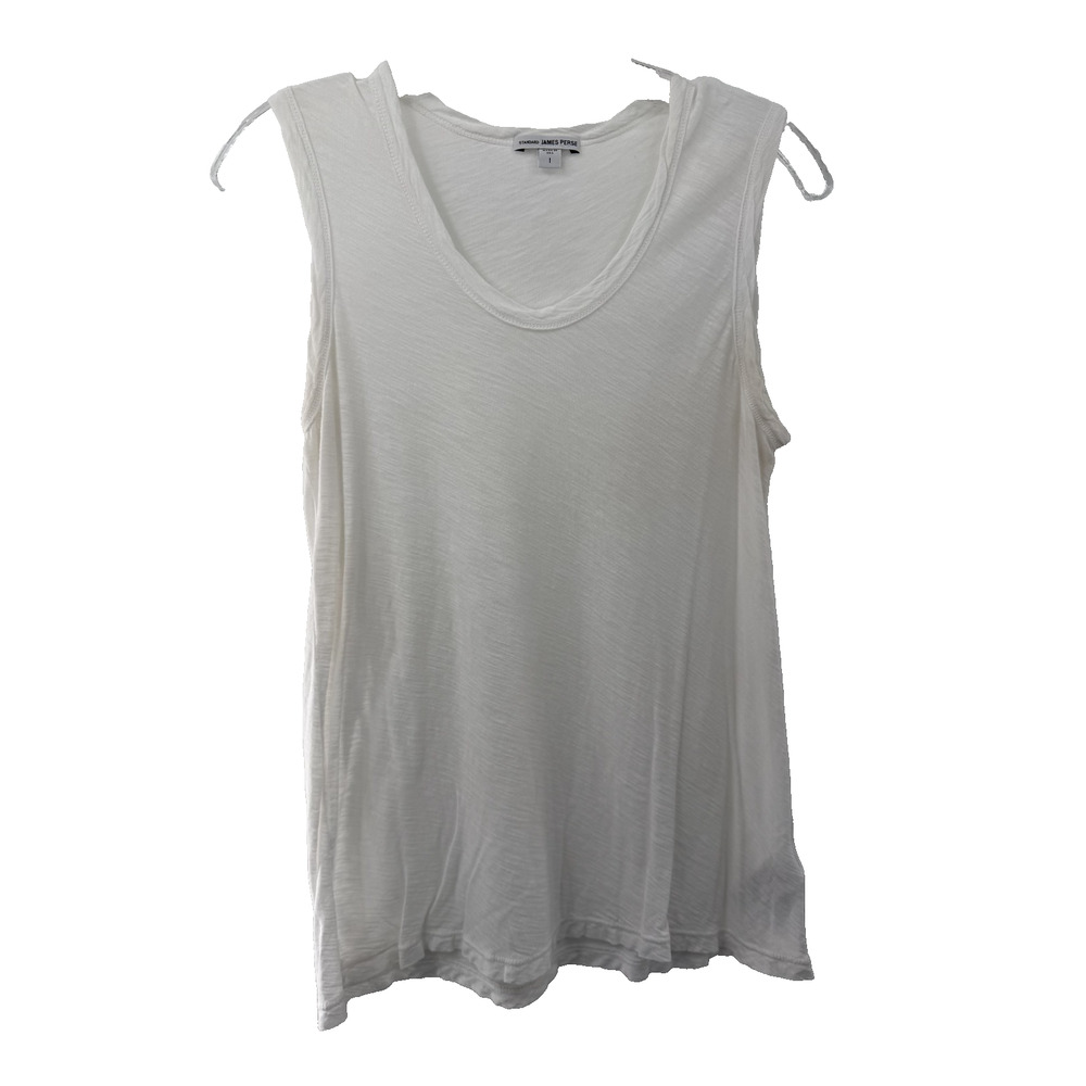 James Perse Women's White Cotton Scoop Neck Tank Top Size 1